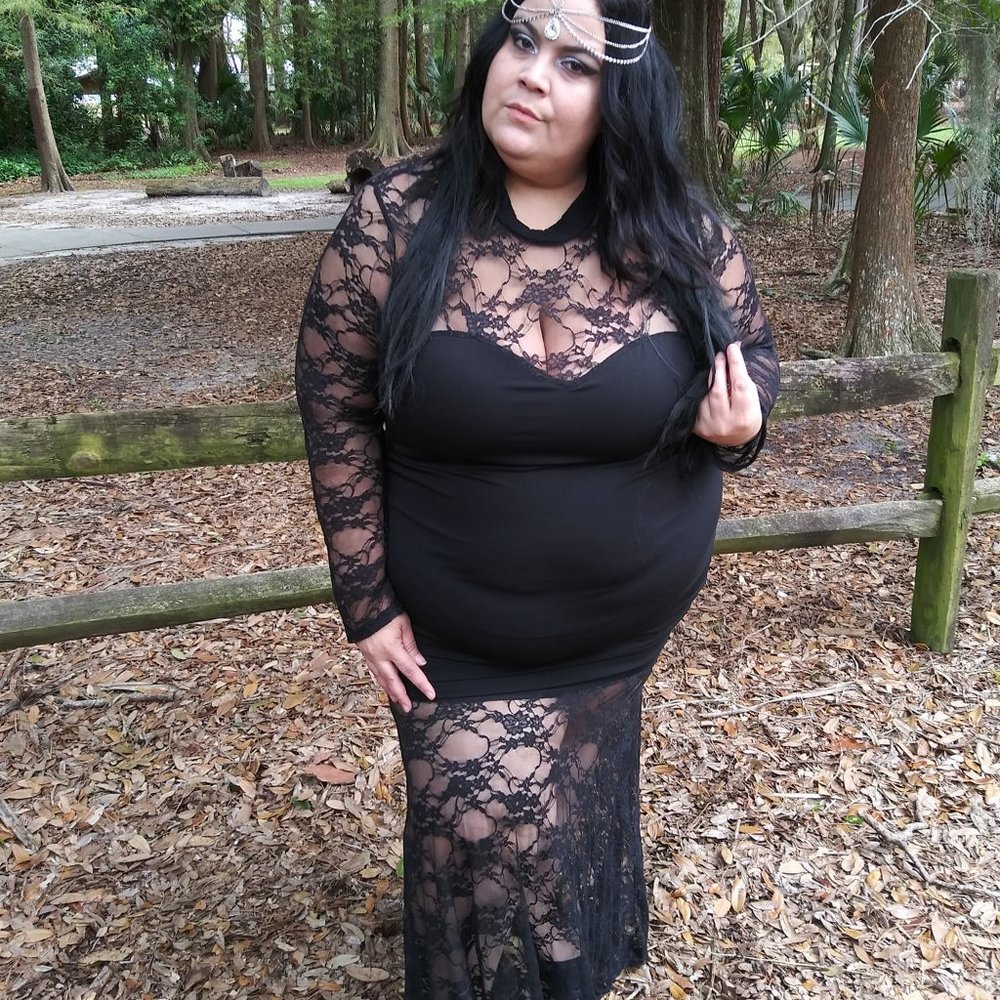 Stretchy Black Lace Mermaid Dress